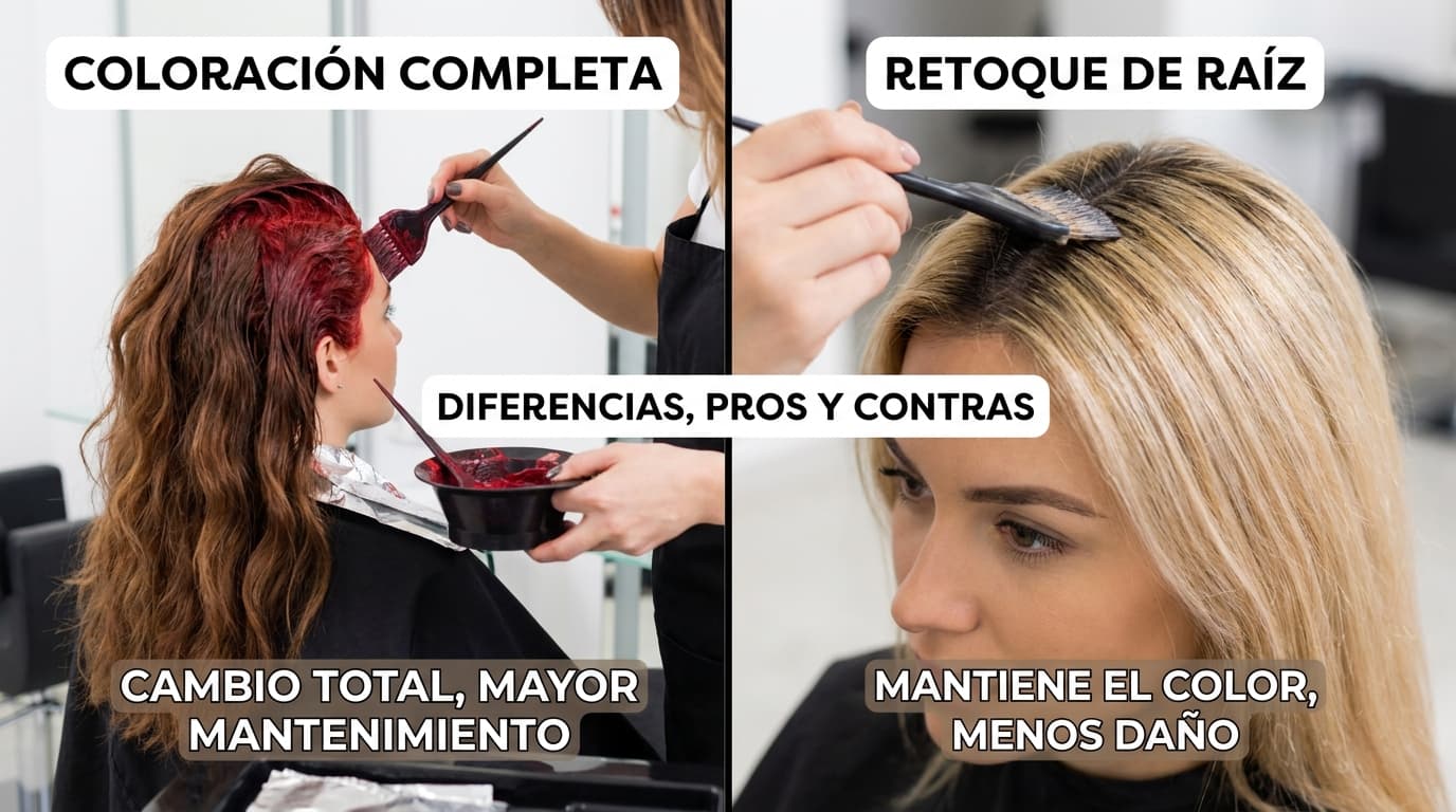 Tinte completo vs color raíz diferencias, pros y contras