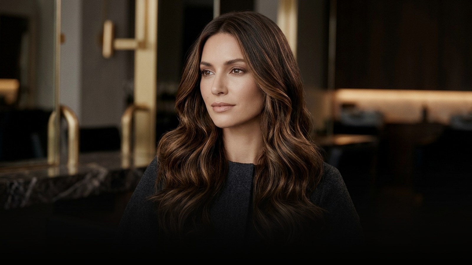 Melena castaño chocolate con balayage, tendencia de color otoño-invierno en la peluquería Absalon del Eixample, Barcelona